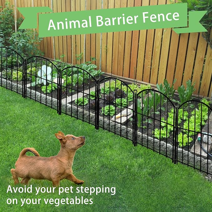 Decorative Garden Fence 17in(H)x13in(W), 26 Pack Rustproof Metal No Dig Fence Animal Barrier for Dog, Arched Flower Bed Edging Ornamental Wire Border Panel Fencing for Yard Patio Outdoor Decor