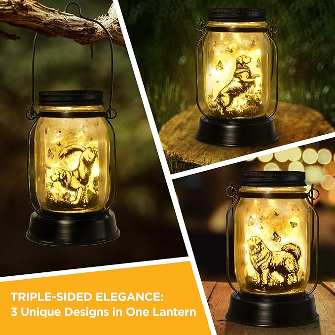 Great Pyrenees Gifts for Women/Men Great Pyrenees Dog Solar Lanterns Mom Birthday Dog Lovers Lantern Pet loss Pet Memorial Lights Solar Garden Decoration for Yard, Patio,Backyard,Porch Torches Light