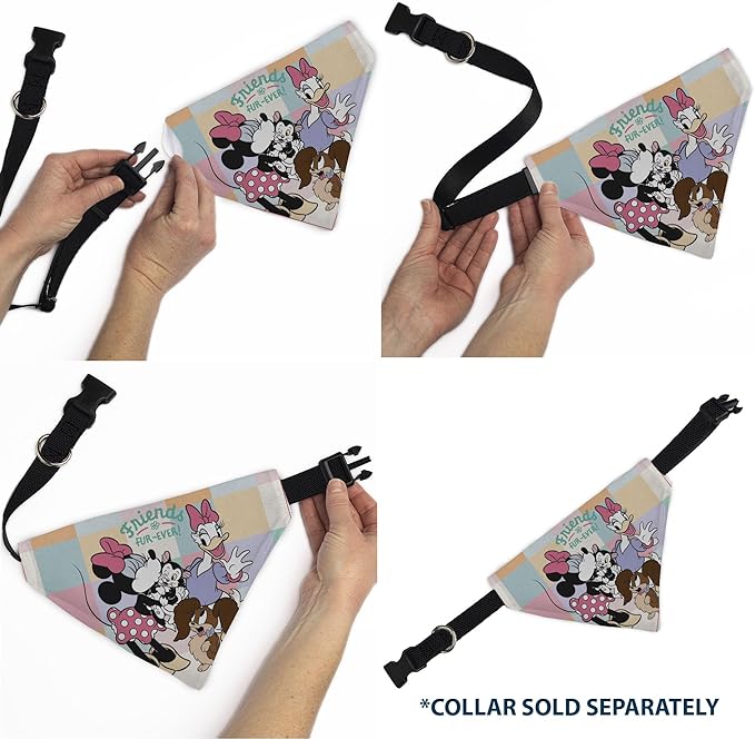 Disney Pet Bandana Minnie Mouse Daisy Duck with Figaro and Fifi Friends Fur Ever Slip On Collar Bandana Only