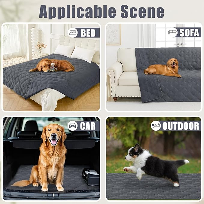 Smiry Waterproof Dog Bed Cover Blanket 52x82, Soft Reversible Pet Blanket, Washable Leakproof Cats Dogs Couch Cover for Sofa, Couch, Furniture, Dark Grey/Dark Grey