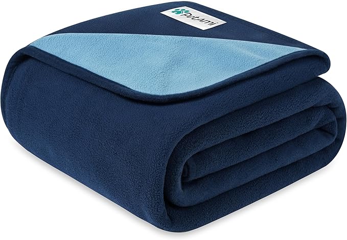 PetAmi Waterproof Dog Blanket for Medium Large Pets Dogs Cats, Pet Couch Cover Protector for Furniture, Reversible Washable Soft Fleece Cat Blanket for Bed Couch Sofa, 40x60 (Navy/Blue)