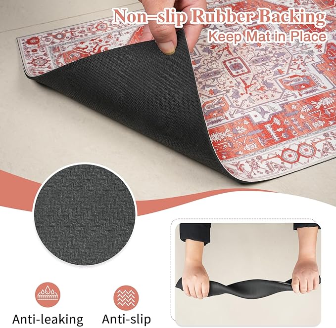 famibay Dog Food Mat, Absorbent Cat Dog Mats for Food and Water, No Stains Quick Dry Pet Cat Bowl Mats with Non Slip Backing, Boho Pet Feeding Mat for Floor Waterproof 16"x24"