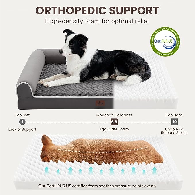 Large Dog Beds Large Sized Dogs, Orthopedic XXL XL Dog Bed for Medium Size Dogs, Big Waterproof Couch Sofa with Removable Washable Cover for Pet, Dark Grey, 36"*27"*6.5"