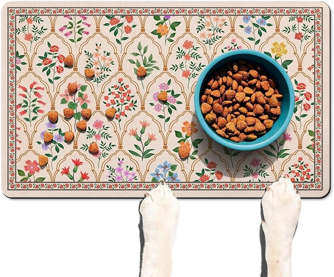 Absorbent Pet Dog Bowl Mat for Food and Water, Pet Cat Food Feeding Mat with Non Slip Rubber Backing, Dog Food Mats for Floors Waterproof, 24"x32"