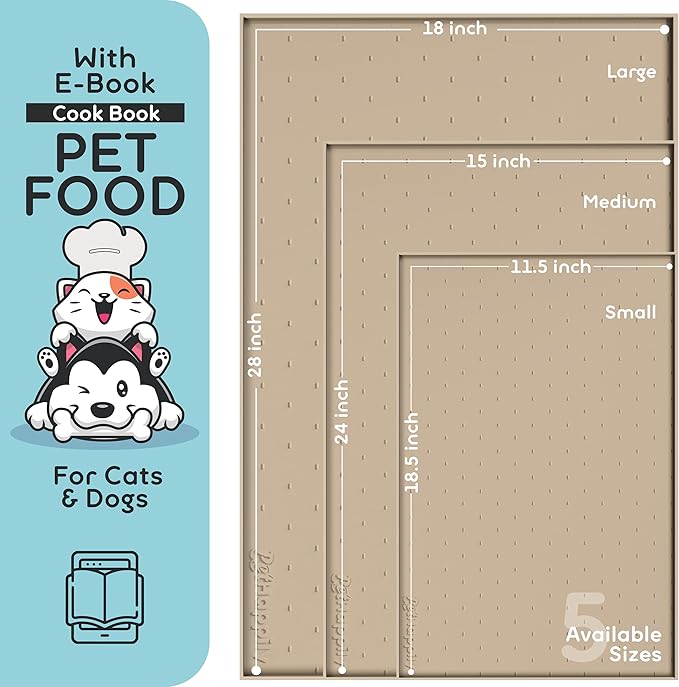 Dog Food Mat - Raised Edges Dogs Mat for Food and Water Prevent Spill, Waterproof Cat Food Mats Protect Floors, Easy Clean Dog Bowl Mats for Food and Water, Silicone Pet Food Tray