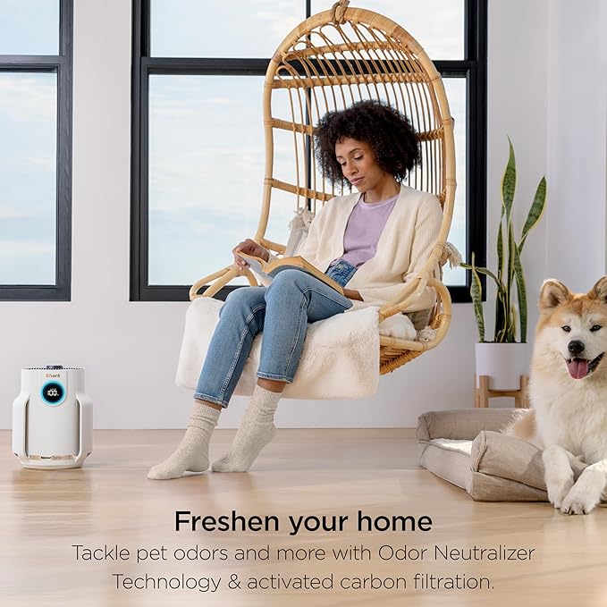 Shark Air Purifier for Home, NeverChange Compact Pro, for Bedroom, Nursery, Home Office, Dorm, HEPA-Exceeding Filter, Captures Pollutants, Pet Dander, Dust, Odor, Smoke, and More, HP072PK, Quartz