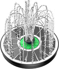 Yzert Solar Fountain for Bird Bath Glass - No Battery, 3.5W Solar Bird Bath Fountains Green Flower with 4 Fixed Rods & 7 Nozzles, Solar Powered Water Fountain for Outdoor, Pond, Pool, Garden