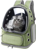 Cat Backpack Carrier, Breathable Cat Carrier Large Space Bubble Pet Backpack for Kitty Small Dog, Foldable Airline Approved Pet Travel Carrier for Travel Hiking (Green, 20 lbs)