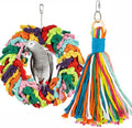 Parrot Swing for Large Birds - Colorful Cotton Rope Hanging Ring Toy for African Grey, Cockatoo, Conure, and Parakeet | Chewing, Exercise, Climbing, and Snuggling (Parrot Swing+Colorful Rope)