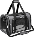 Soft-Sided Cat/Dog/Pet Carrier, Collapsible Pets Travel Carriers for Big Cats/Small Dogs with Shoulder Strap & Removable Mat, Mesh Puppy Carry Bag, Up to 16 Lbs, TSA Airline Approved(Dark Grey)