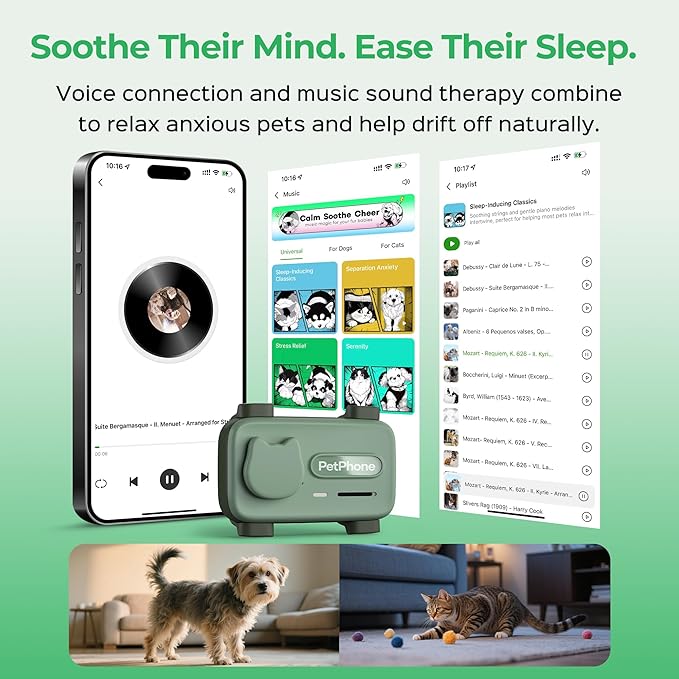 Pet Phone – Smart GPS Pet Tracker with Real-Time Location, Two-Way Communication, Emotional Support, and Unlimited Data | Ideal for Dogs and Cats | Up to 5-Day Battery (Green)
