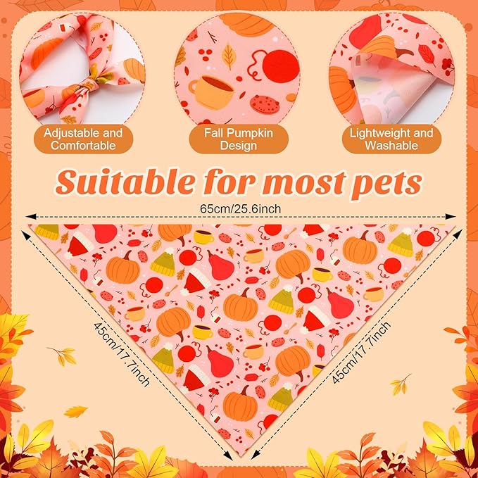 Abbylike 50 Pcs Fall Thanksgiving Dog Bandana Bulk Pumpkin Bandana for Dogs Triangle Kerchief Bib Scarf for Pets Autumn Costume Photo Props Accessories Pet Shops, 25 Styles (25.6 x 17.7 x 17.7)
