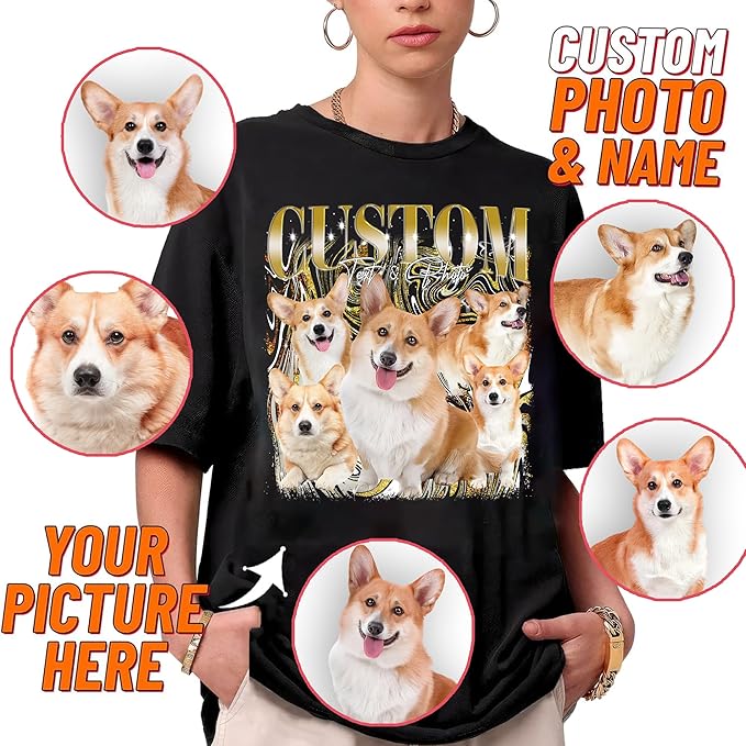 NAZENTI Custom Bootleg Rap Tee, Custom T-Shirts with Picture, Retro Custom Bootleg, Valentine's Gifts for Him Her