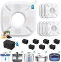 16 Pcs Cat Water Fountain Filters for Veken 95oz/2.8L, 67oz, 85oz, 135oz Dog Water Fountain Automatic Pet Fountain Dog Water Dispenser 8 Pcs Pet Fountain Filter Replacement & 8 Pcs Pre-Filter Sponges