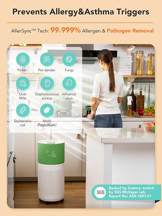 CleanForce Air Purifiers for Home Large Room Up to 2550 ft², H13 HEPA Air Cleaner Works with Alexa for Dust, Allergens, Pollen, Pet Hair Dander, Odors, CERTIFIED asthma & allergy friendly, Rainbow