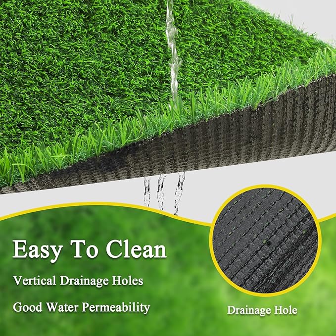 Bsmathom Artificial Grass Rug Indoor Outdoor Rug, Professional Dog Potty Training Rug, Fake Grass Rug Synthetic Grass Mat Door Mats with Drainage Holes for Balcony Patio Garden (39.3 x 31.5Inch)