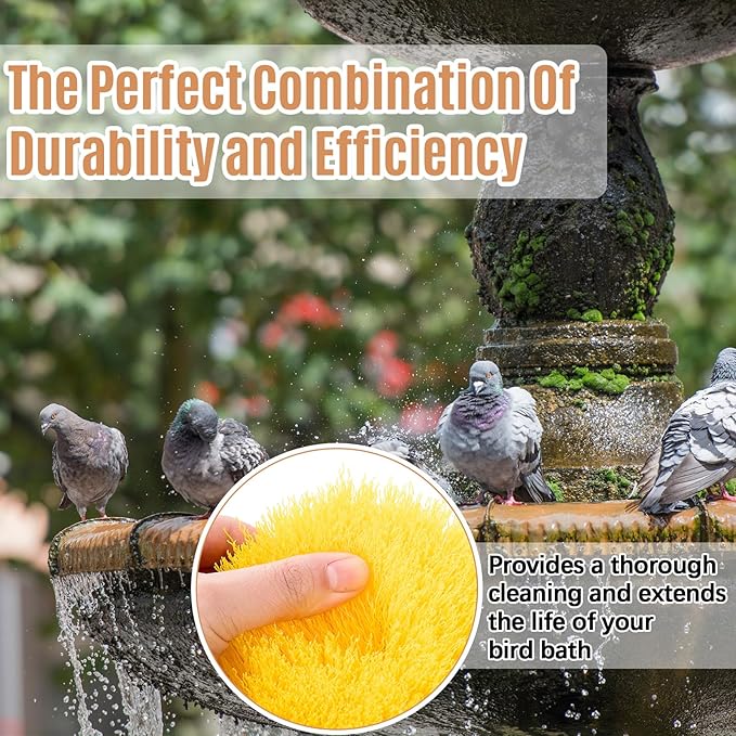 2 Pcs Bird Bath Cleaning Brush Hard Bristle Stiff Bristle Brush with Plastic Handle Utility Scrub for Bird Feeder Bath Accessories Fountain Outdoor Cleaning(Yellow)