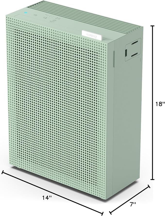 COWAY Air Purifiers for Home Bedroom up to 1,035ft² with HEPA Filter, Carbon Filter, Washable Filter for Smoke, Pollen, Dander, with Air Quality Monitor, Auto Mode, 3yr Warranty, Airmega 150 Green