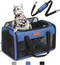 PETUX Airline Approved Pet Carrier - 17x11x9.5 in, Underseat, Top & Side Entry, Soft Sided Cat Dog Carrier for Small Cat & Dog Up to 12 lbs with Breathable Anti-Scratch Mesh for Travel & Vet - Blue