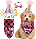 Weewooday Dog Birthday Party Supplies Birthday Boy Girl Cake Bandana Triangle Scarf Party Hat Dog Bow Tie Collar with Numbers for Large Medium Small Dog Puppy 1st Birthday(Sweet Style,Medium)