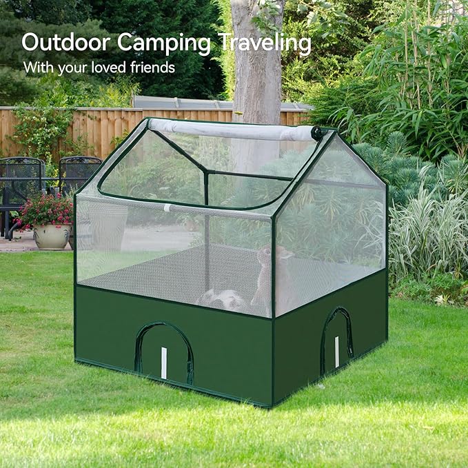 Dinmo Small Animal Playpen, Guinea Pig Cages, Rabbit Playpen, Puppy Play Pen for Indoors, Pet Playpen with Waterproof Floor for Hamsters, Hedgehogs, Bunny, Indoor Outdoor Portable Fence, Green