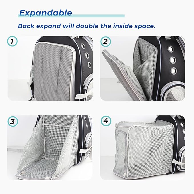Lollimeow Cat Carrier Backpack, Expandable Bubble Pet Carrier for Cats and Small Dogs, Airline Approved Travel Backpack for Hiking, Walking & Outdoor Adventures - Supports up to 14 lbs