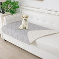 Waterproof Dog Blanket, 30x53 inches Small Pet Couch Covers for Sofa, Chair Bed Furniture Protector from Dogs Washable and Reversible-Lightgrey+Cream