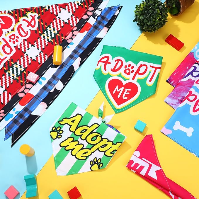 30 Pcs Adopt Me Dog Bandanas Bulk Pet Bibs Colorful Triangle Scarf Pet Adopt Me Bandanas for Medium Large Dogs Birthday Adoption Grooming Costume Decor