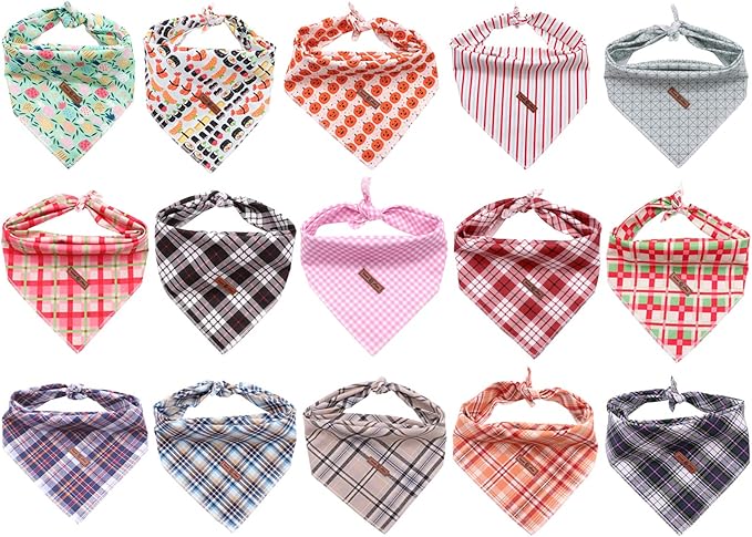 Lionet Paws Christmas Dog Bandana Washable Cotton Handkerchief Scarf Triangle Bandana for Small Medium Large Dogs