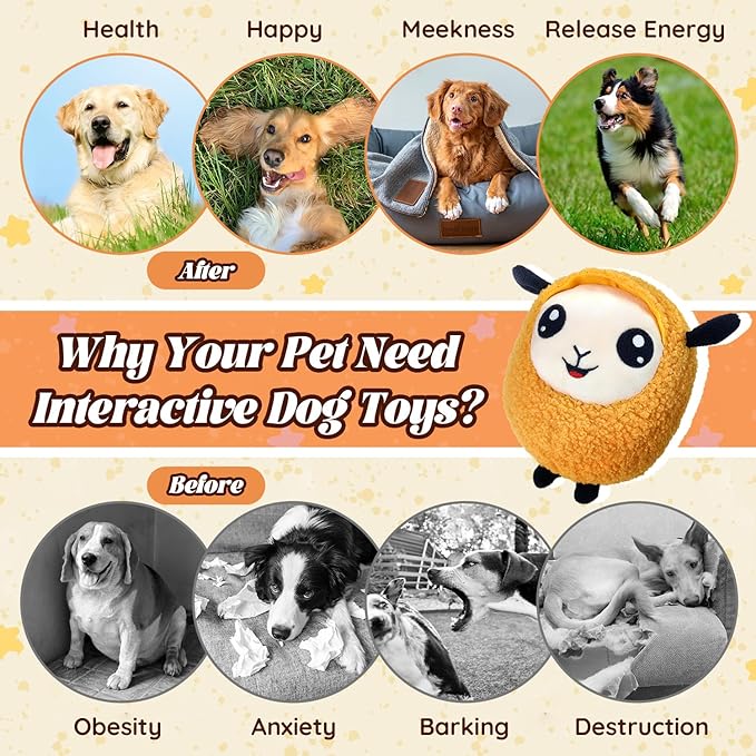 Interactive Moving Dog Toys, 2025 Upgraded Jumping Squeaky Moving Dog Ball, Rechargeable Plush Chew Toys for Small/Medium/Large Dogs to Keep Them Busy (Orange)