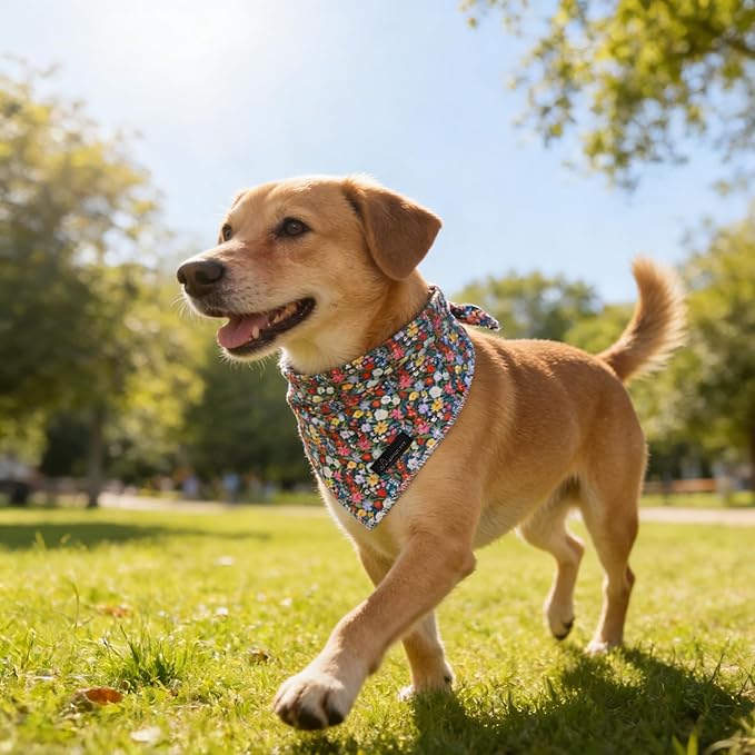 ARING PET Floral Dog Bandana, Spring Summer Colorful Flower Girl Pet Bandana Scarf Triangle Bibs for Puppy Small Medium Large Dogs-S