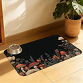 Vintage Mushroom Flower Pet Feeding Mat, Absorbent Dog Cat Bowl Pad, Fast Dry, Waterproof Rubber Back – 16x24 Inch