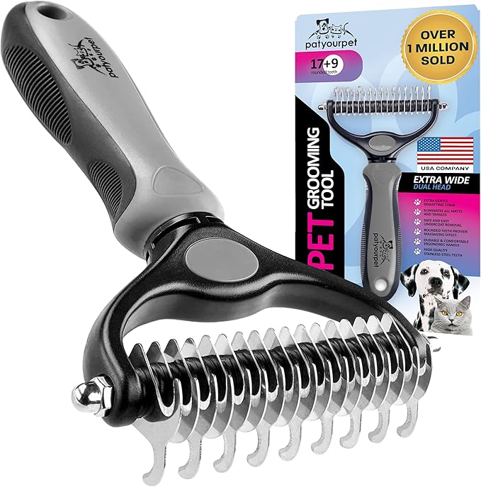 Pat Your Pet Deshedding Dog Brush For Shedding – Cat Brushes For Indoor Cats, Double-Sided Cat Brush Deshedding & Grooming Tool For Long Haired And Short Haired Dogs, Skin-Friendly