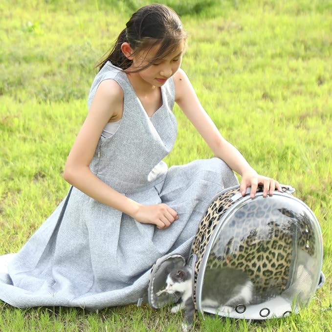 Cat Backpack Carrier Back Expandable Bubble Pet Carrier Backpack for Large Cat, Kitten and Dog, Designed for Hiking, Travelling and Outdoor Use (Back Expandable-Animal)