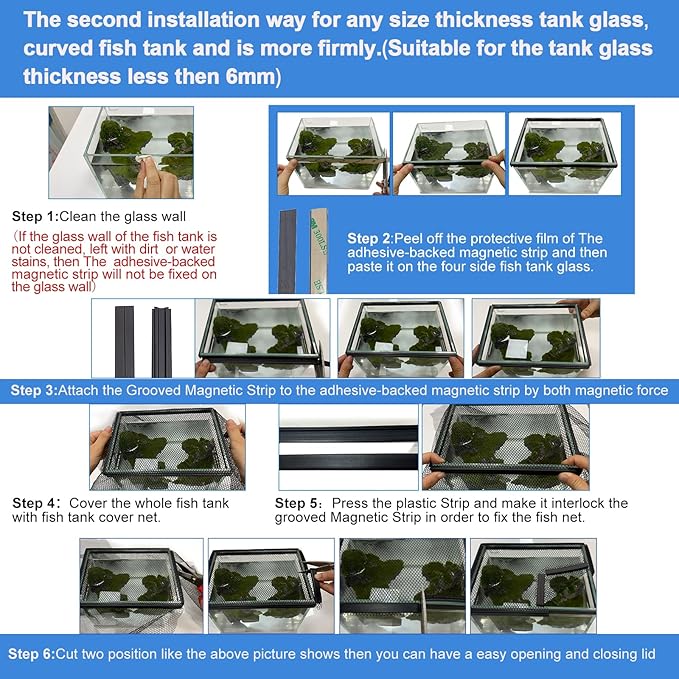 Magnetic Aquarium lid Fish Tank Hood top Cover Anti-Jumping net Cover mesh to Protect Fishs Jumping Out of Fishes Tank Hoods