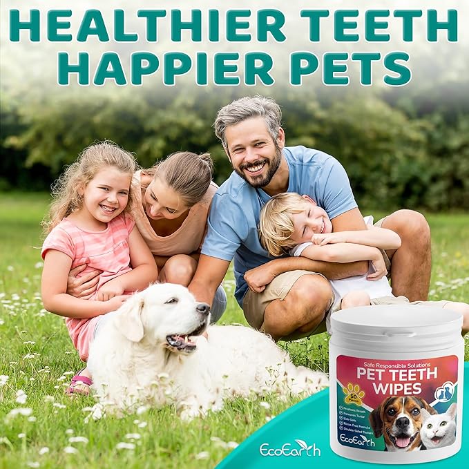 Premium Teeth Cleaning Wipes for Dogs & Cats - 100 Pcs - Pet Dental Care Finger Pads for Fresh Breath & Oral Hygiene - Embossed Pattern & Nano Plastic-Dotting to Remove Plaque & Tartar