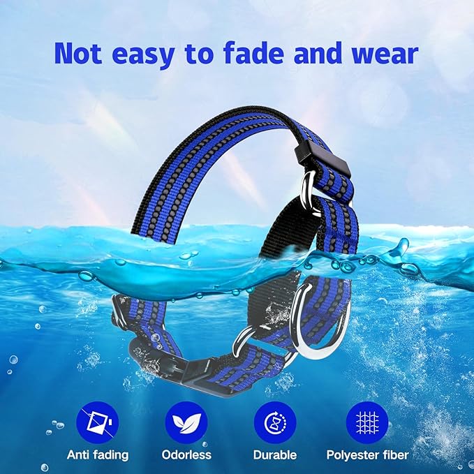 Martingale Dog Collar, Adjustable Nylon Reflective Collar with Quick Release Buckle (Royal Blue, Medium)