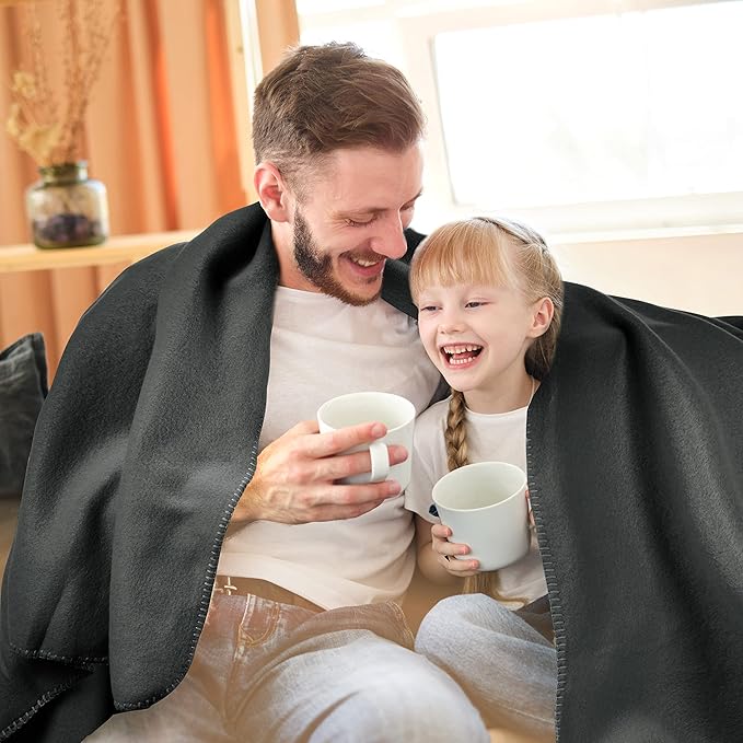 Fleece Throw Blankets Bulk Fleece Blankets Solid Wholesale Lightweight Warm Soft for Pet Bed Sofa Couch Office Wedding Gifts Travel Seasons Beige and Black 50x60 Inches Pack of 6