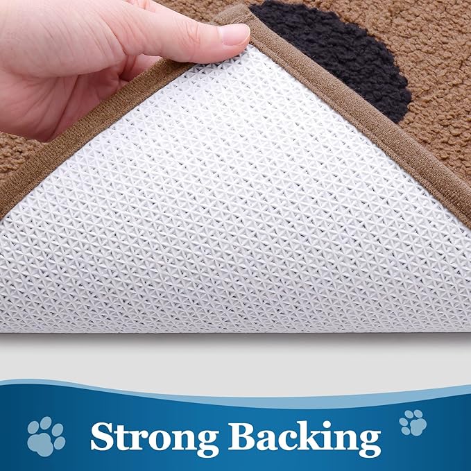 Buganda Dog Door Mat for Muddy Paws, Absorbent Dirt Trapper Washable Indoor Doormats, Non Slip Low-Profile Mud Mat for Dogs, Front Entrance Doormat for Inside Floor (48x30 Inches, Camel and Black)
