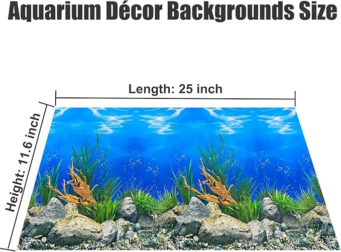 Aquarium Background Poster Water Plants 3D Coral Fish Tank Background Picture Double Sides Fish Tank Stickers 10 20 Gallon Tank 12"x 25"
