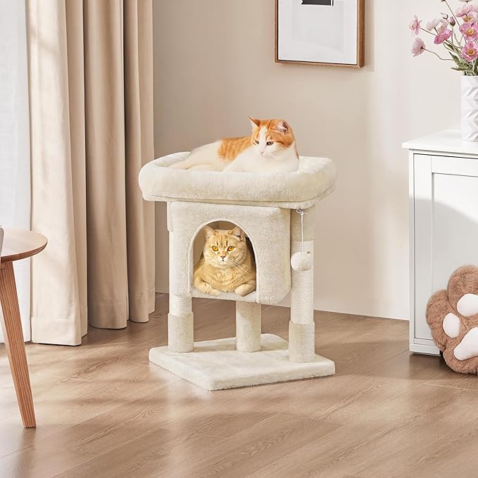Yaheetech 23.5in Cat Tree Tower, Cat Condo with Sisal-Covered Scratching Posts, Cat House Activity Center Furniture for Kittens, Cats and Pets - Beige