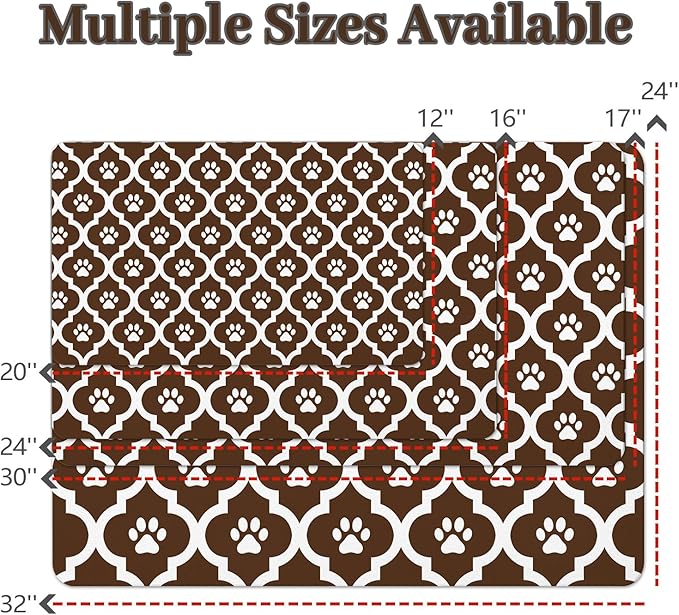 Dog Food Mat 12X20 Inch Pet Feeding Absorbent Mats for Floor Cat Water Bowl Placemats Non-Slip Washable Dog Mat for Food and Water
