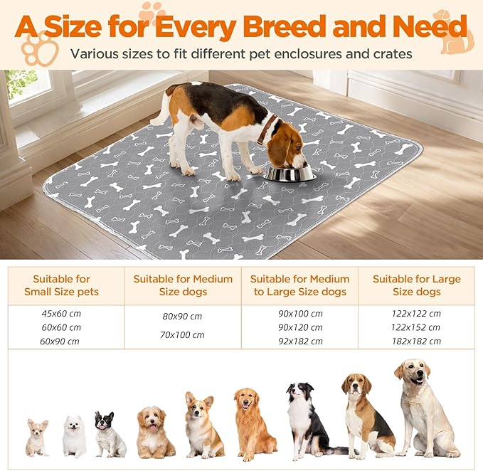 Washable Pee Pads for Dogs Large 72" x 72" 2-Pack Reusable Puppy Pads Pet Training Pads, Fast Absorb Dog Mats, Waterproof Whelping Pad, Non-Slip Protects Against Urine Leakage