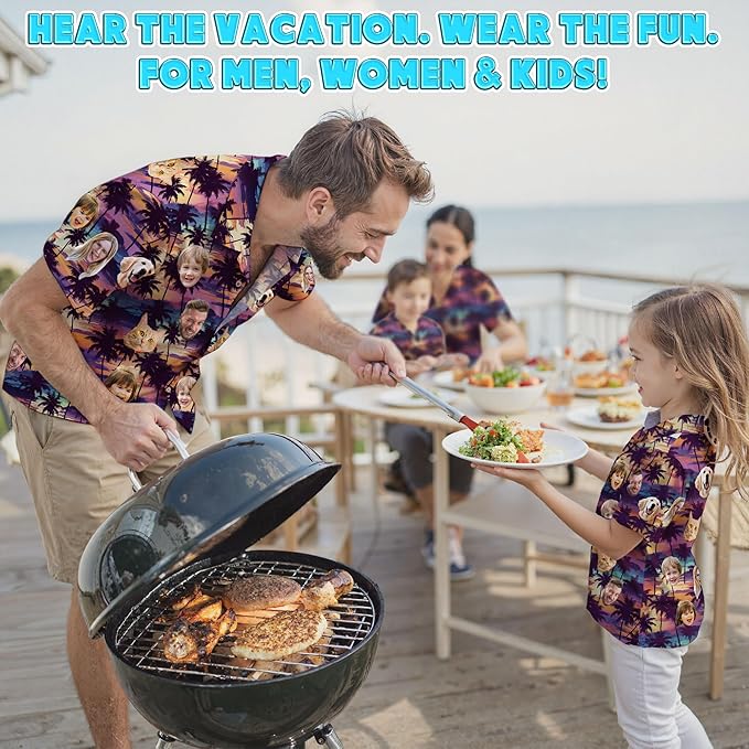 Custom Hawaiian Shirt with Face Photo Picture for Men Women Kids Youth Adult, Tropical Personalized Hawaiian Shirts Gift