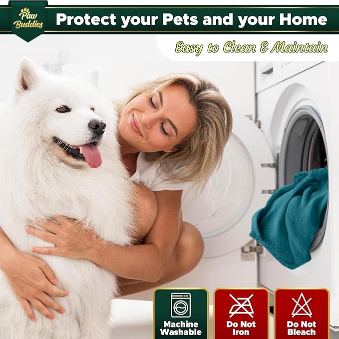 Paw Buddies Waterproof Blanket – 80"x90" Washable Sofa Throw for Couch, Bed or Car – Soft Reversible Protector for Adults, Pets, and Dogs at Home or on The Go