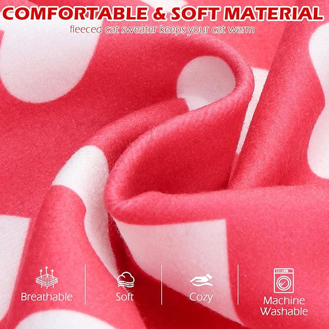 EXPAWLORER Cat Valentines Outfit Sweater - Valentine's Day Sweater for Cats Only Warm Kitten Clothes, Pet Coat Pullover Design, Fleece Sweatshirt Clothing Also for Puppy Small Dogs, Pink Heart L