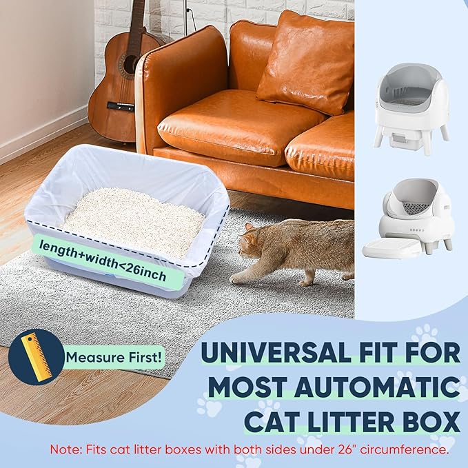 160 Count Cat Litter Box Liners Compatible with Neakasa & Pet Pivot Litter Box, Cat Litter Liners for Automatic Litter Box, 9-10 Gallon Thick Heavy Duty Waste Bags with Drawstrings, 27.17" x 12.99"