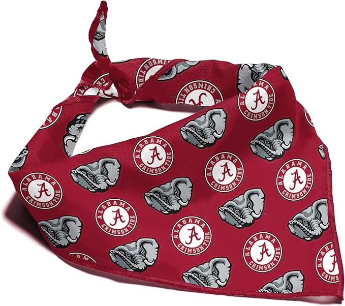 Alabama Crimson Tide Officially Licensed Bandana for Dogs and Cats | Fits Pets Great Gift Idea | Easy-to-Tie (Small, 13")
