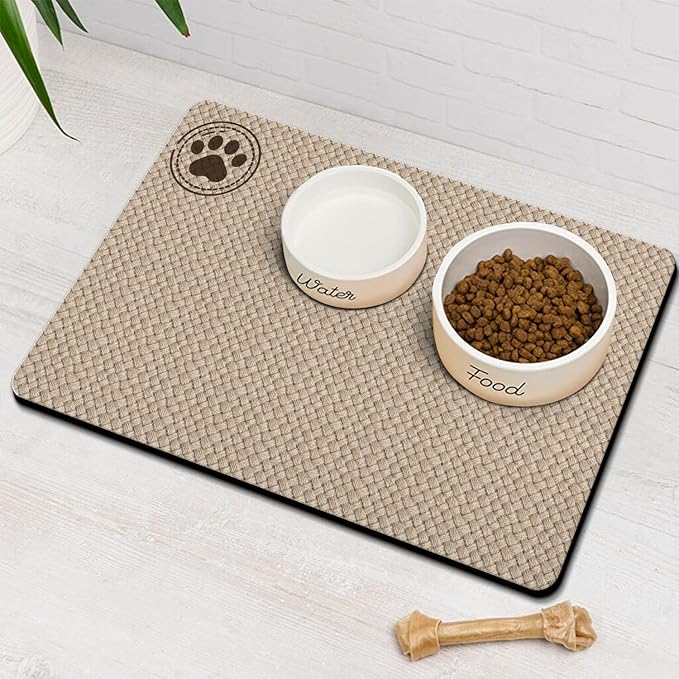 Pet Feeding Mat for Floors Waterproof Dog Mat for Food and Water Absorbent Quick Dry Non Slip mat for Cat Bowls