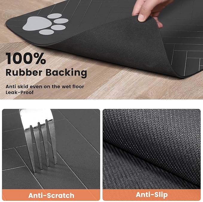 Pet Feeding Mat-Absorbent Pet Placemat for Food and Water Bowl, with Waterproof Rubber Backing, Quick Dry Water Dispenser Mat for Dog and Cat (20"x12", Christmas)